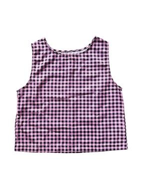 Pink Black Gingham Crop Top Preppy Sleeveless M